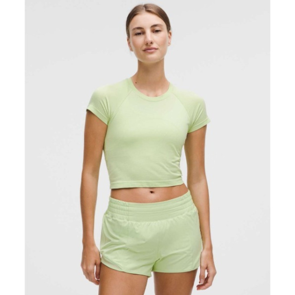 Lululemon Swiftly Tech Cropped Short-Sleeve Shirt 2.0-Lemongrass / Lemongrass